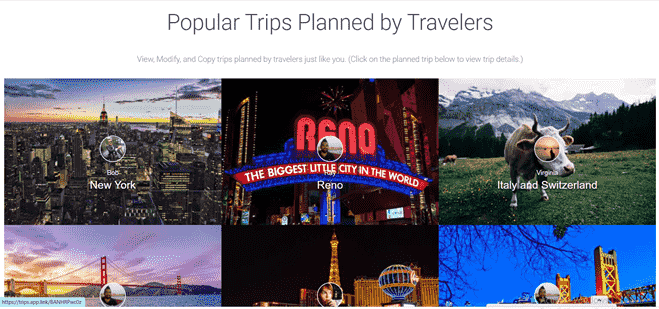 Recomendaciones de viajes del planificador de viajes TripSee.